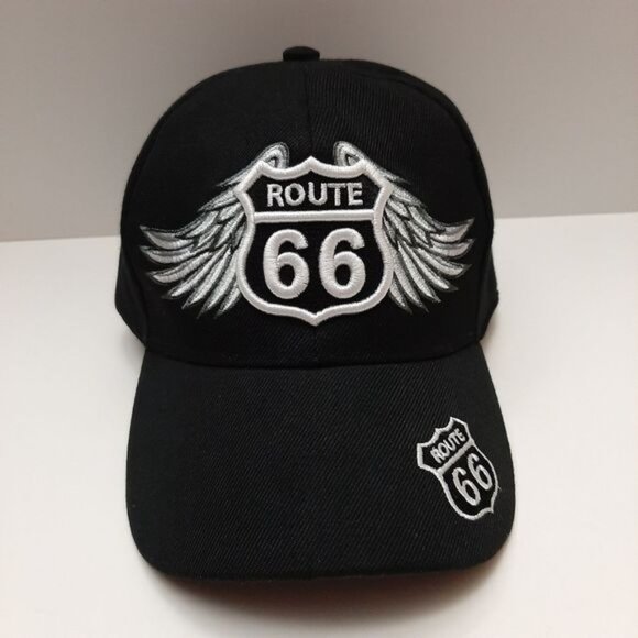 ROUTE 66 by Joycap Classic Baseball Ball Hat Adjustable Back B&W OS - Picture 2 of 13